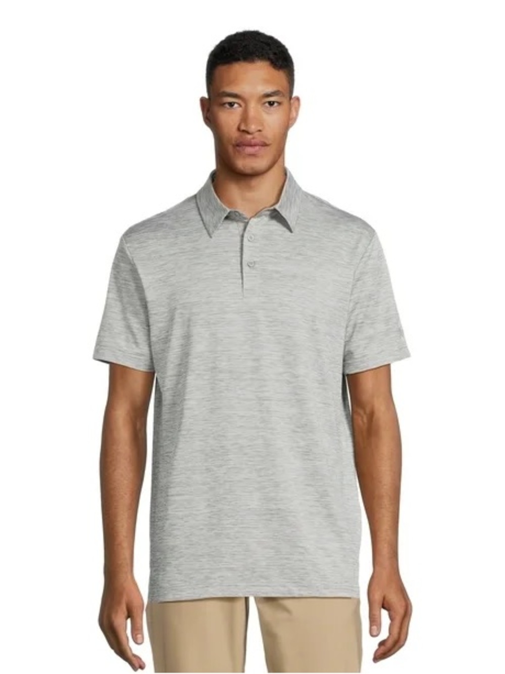Men's Heathered Light Gray Short-Sleeve Polo